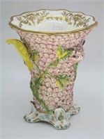 Spode flower & bird encrusted vase