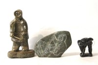 3 Stone Carved Iqaluit (Alaska) effigies/figures