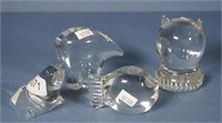 Four Spode animal art glass paperweights