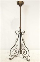 Spanish Revival Wrought iron & brass Torchere