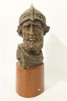 Signed Bronze Bust of a Bearded Viking