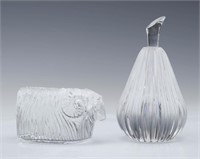 WATERFORD CRYSTAL RAM AND APPLE PAPERWEIGHTS