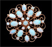 A 14K GOLD AND OPAL BROOCH / PENDANT