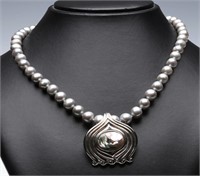 TAHITIAN PEARL STRAND WITH MMA STERLING PENDANT