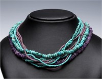 A MERCEDES SALAZAR TURQUOISE AND AMETHYST NECKLACE