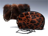 PAOLA DEL LUNGO DESIGNER MINK PURSE, PLUS ANOTHER