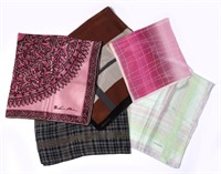 FIVE DESIGNER SILK SCARVES