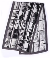 A DKNY SILK SCARF WITH VINTAGE POSTCARD IMAGES