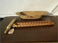 Antique Wood Dough Bowl and More