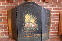 Antique Leather Fireplace Screen
