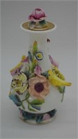 Spode flower & bird encrusted perfume bottle