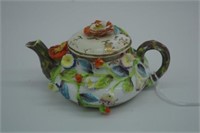 Spode flower encrusted miniature teapot