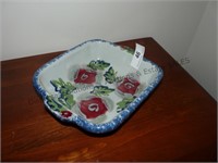 Square Handled Pottery Dish