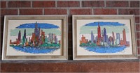 Two Signed 1963 City Scape Paintings