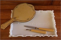 Milk Glass Tray, French Ivory Nail Tools, & More