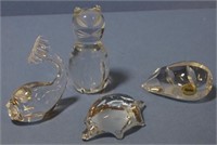 Four Spode animal art glass paperweights