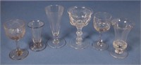 Six various Victorian glasses