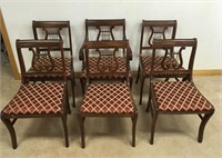 MAHOGANY LYRE BACK DINING CHAIRS (6) -CLEAN