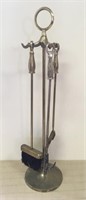 BRASS FIREPLACE TOOL SET WITH STAND