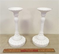 LARGE MILK GLASS CANDLESTICKS