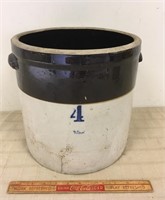 ANTIQUE 2 TONE GLAZED COUNTRY CROCK - 4 GALLON