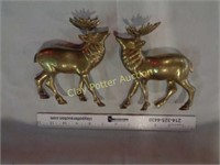 Pair of Heavy Brass Deer