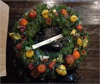 Lighted Wreath with Fruit & Greenery