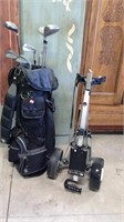 Golf Clubs, Bag, And Golf Cart