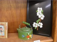 Couroc (Monterey) Tray & Hand Painted Tea Kettle