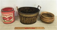 PLANTERS INCLUDING NB MADE WOODEN BOWL
