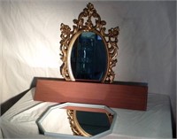 2 Mirrors & Wood Shelf