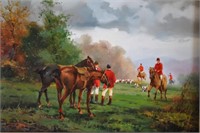 Salvador Caballero Original Oil Fox Hunt