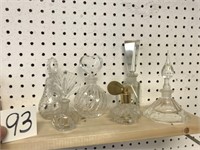 6 CRYSTAL GLASS PERFUME BOTTLES