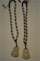 2 Antique Asian Necklaces w Buddha Pendant