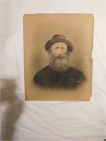 1800s graphite portrait on early wood grain paper