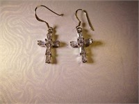 Sterling Silver cross dangle earrings