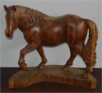 Large Solid Carved Wood Horse 22" t x 22.5"l