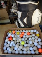 Walter Hagen gold bag & large lot of golf balls