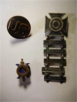 3 Sterling Silver WWII-era military pins Marksman