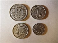 4 Vichy France aluminum coin from WWII Era