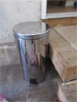 Tall stainless steel garbage can