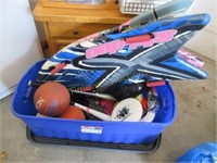 Large tote full of sporting equipment