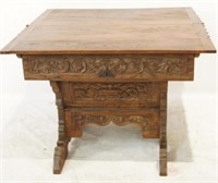 Early 19th c. Oak highly carved game table