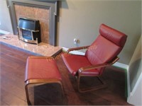Leather sling chair and ottoman
