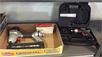 Porter Cable Air Tool With Box Of Nails And Small
