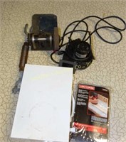Misc lot: craftsman work mat, grinder, metal box,