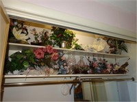 Silk floral arrangements, swag, bear w/ stand &