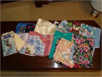 Box of assorted scarves & box of knee stockings