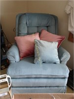 Blue rocker recliner w/ 3 pillows