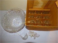 Arlington glass punch bowl set: bowl, ladle, 12